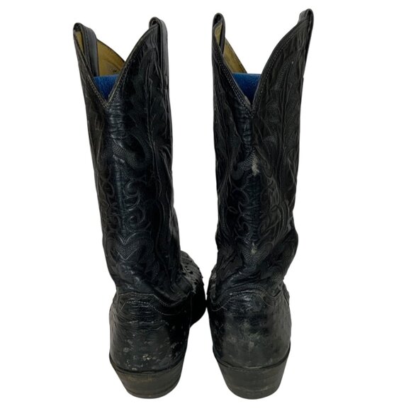 Vintage Justin Mens Full Quill Ostrich Cowboy Boots Size 11.5 E Black Western - Picture 3 of 9